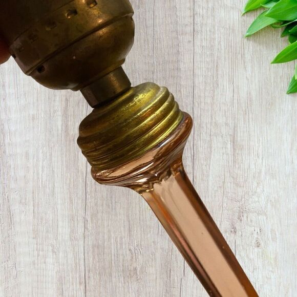 Pink Depression Glass Stick Lamps Hexagonal Base 2 - Picture 8 of 10